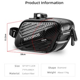 ROCKBROS Bike Saddle Bag Storage Bag Waterproof Bicycle Seat Bag Road Bike Repair Tool Bag under Seat Storage Bag Cycling Pouch Stiff Mountain Bag 1.5 L