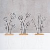 levandeo Set of 3 Stand Flower Metal MDF Black Natural