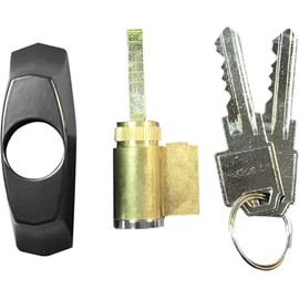 Sliding Patio Door Lock Assembly Key Cylinder and Housing - Black