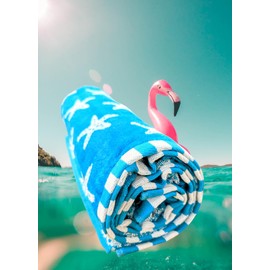 Beach Towels for Adults Large Size perfect fit for sun lounger towel Soft velour cotton with quick dry terry towel reverse Couple beach towel sets mix & match for family pool towel (STARFISH BLUE)