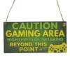 Second Ave Funny Caution Gaming Area Wooden Hanging Rectangle Home