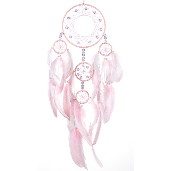 Soft Dream Catchers - Light Pink Goose Feathers with Multiring,