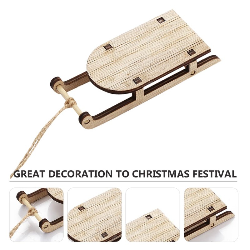 BESPORTBLE Mini Sledge Miniature Wooden Mini Sledge Kit Table Top