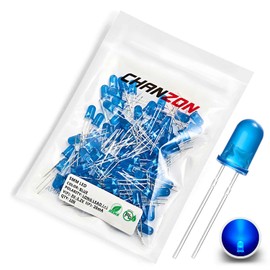 CHANZON 100 pcs 5mm Blue Diffused LED Diode Lights (Colored Lens Round DC 3V 20mA) Lighting Bulb Lamps Electronics Components Indicator Light Emitting Diodes