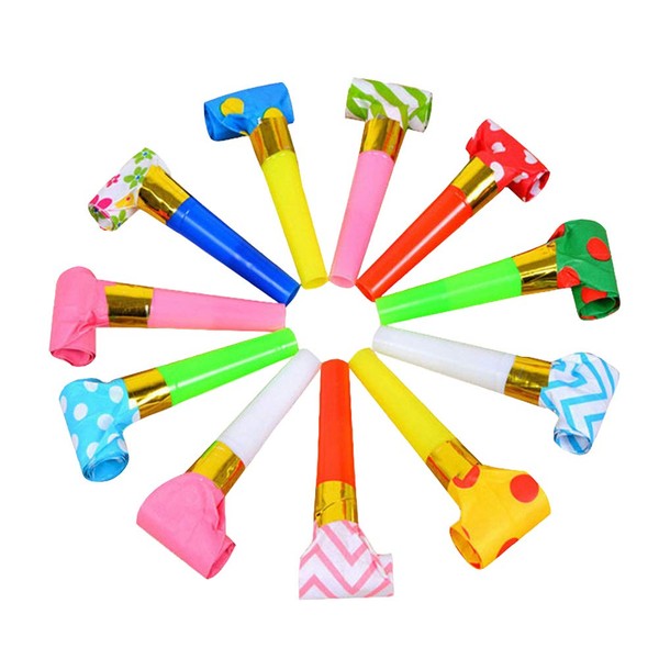 24 Pieces Party Blower Noisemakers Blowouts Whistles Party Squawkers Fringed Noise Maker Blowouts Noisemakers Funny Party Blowouts Blowers Musical Blowouts Party Horns Noisemakers, Random Color