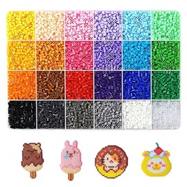 Iron Beads, Set of 24 Colors, 0.1 inch (2.6 mm), Approx. 12,000 Grains, Mini Beads, Iron Art Beads, Refilling, Crafting, DIY, Making Kit, Birthday Present, Gift (A Set)