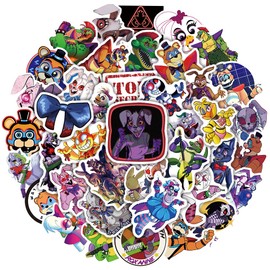 50 Pieces Five Nights at Freddy's Stickers, FNAF Sticker Packages for Teens and Adults, Vinyl Waterproof Cool Gaming Stickers for Laptop, Water Bottles, Skateboard, Guitar