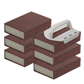 garvonti Magic Carborundum Sponge, 6pcs with 1 Handle Rust Foam Cleaning Eraser for Pots, Pans, Sink, Grill, Household Cleaning Emery Sponges for Kitchen, Bathroom