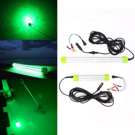 Tangled Fishing Gear Underwater Fishing Light - 11" LED Submersible Green Light for Fishing with Alligator Clips, Lighter Plug, 25ft Cord - IP68 Waterproof Fish Attracting Bait & Lure - 7500 Lumens