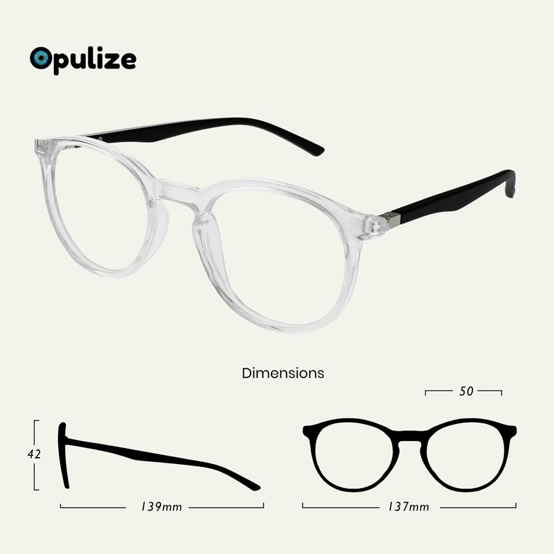 Opulize Met Glasses Blue Light Filter Slim Round Frame Spring