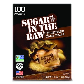 SUGAR IN THE RAW, Granulated Turbinado Cane Sugar Packets 100 Count (8 Pack)
