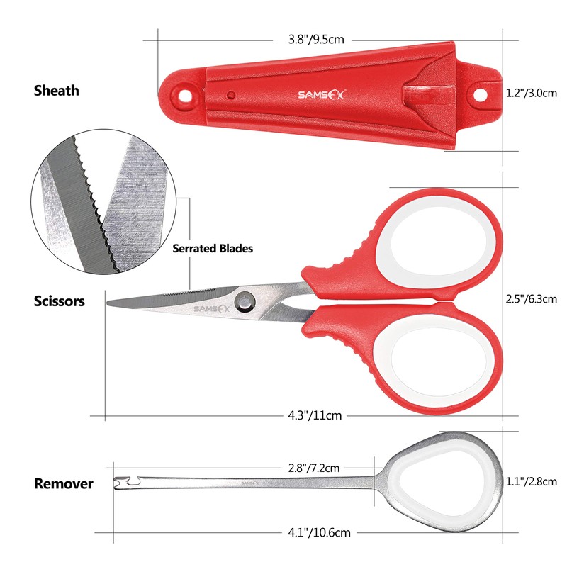 SAMSFX Fishing Boat Scissors and Hook Remover Tools with Sheath