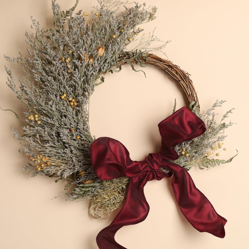 LaRibbons Burgundy Ribbon Wired Christmas Dupioni,2.5" x 10 Yards