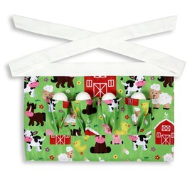 Chicken Egg Collecting Apron - Egg Gathering Aprons for Toddlers and Little Kids - Child Egg Apron Fresh Eggs with Sturdy Pocket for Chicken Coop - Holds 4 Eggs, Barnyard Design for Boys or Girls