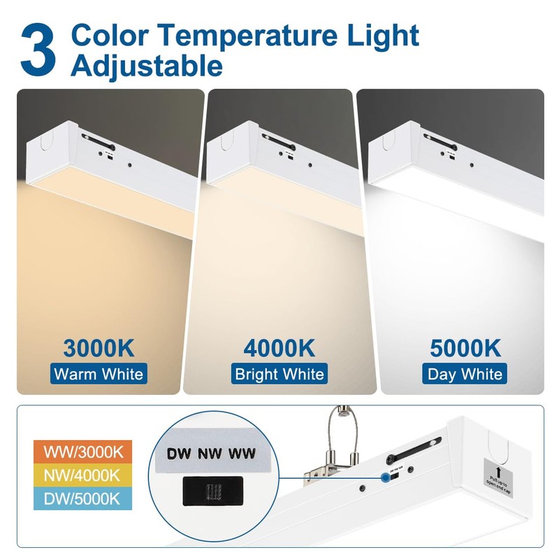 DAKASON 4FT Linkable LED Linear Light, 40W Replacing 120W, 3000K/4000K/5000K