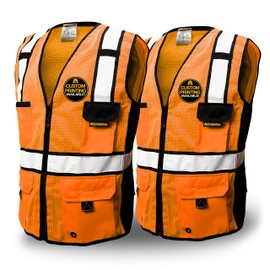 KwikSafety - Charlotte, NC - RoadBOSS Economy Safety Vest [2 PACK] Class 2 High Visibility ANSI OSHA Heavy Duty Surveyor Construction Mesh HiVis Men Work Gear/Orange Large