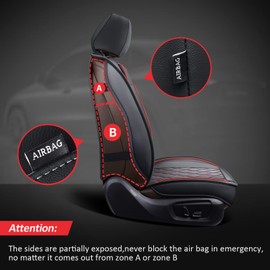 MIROZO Front Seat Covers,2PCS Car Seat Covers Red Waterproof Seat Protector Automotive Vehicle Cushion Cover Universal Fit for Most Sedan, Truck and SUV for Sentra Altima Maxima (Black and Red)