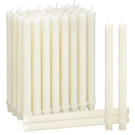 Nuanchu 24 Pack 51% Beeswax Candles with Self-Fitting Ends White Beeswax Taper Candles 7/8 Inch x 12 Inch for Home Decor, Wedding Centerpieces, Dinner Parties and Holiday Decorations