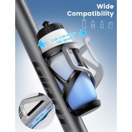 Lamicall Bike Water Bottle Holder -[Hidden Tracker Storage] [Fit 2.36-3.38" Diameter Bottle] Bicycle Cup Holder, Cycling Drink Cage with Screw Tool, for Road Mountain Kids Bike, Tracker Not Included!