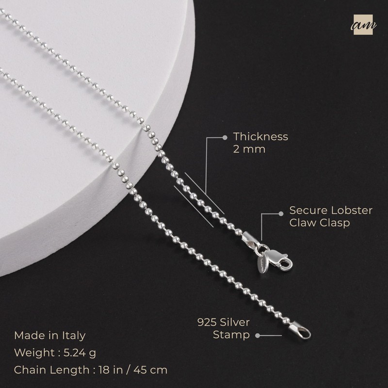 Amberta Cadena de Bolas en Plata Esterlina 925 para Mujer