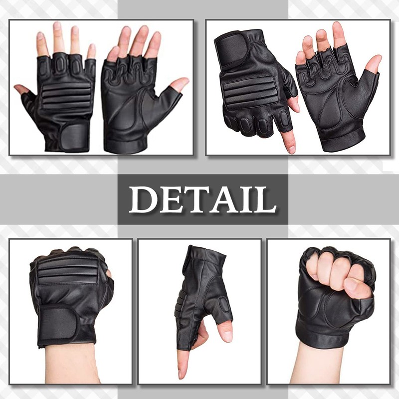 CHROME CRANE TB033 Men's Fingerless Motorcycle Cycling Tactical Drive Leather