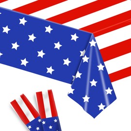 KatchOn, Plastic 4th of July Tablecloth - 108" x 54" | Disposable Fourth of July Tablecloth, 4th of July Table Decorations | Patriotic Tablecloth 4th of July Decorations | Independence Day Decorations