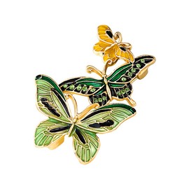 Rhinestone Butterfly Brooch Stylish Vintage Drips with Oil Three Butterfly Brooch Pins with Crystals Rhinestone with Cartoon Animal Lapel Pin Suitable for Women at Weddings Birthday Parties, Metal
