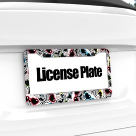 Delerain French Bulldog License Plate Frame, Car Tag Cover Stainless Steel Metal Aluminum Frame for US Standard 2 Round Holes (Set of 2)