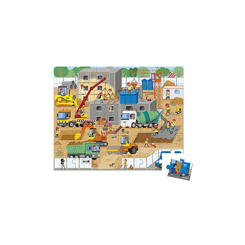 Janod - J02604 Children's Puzzle The Construction Site 36 Pieces