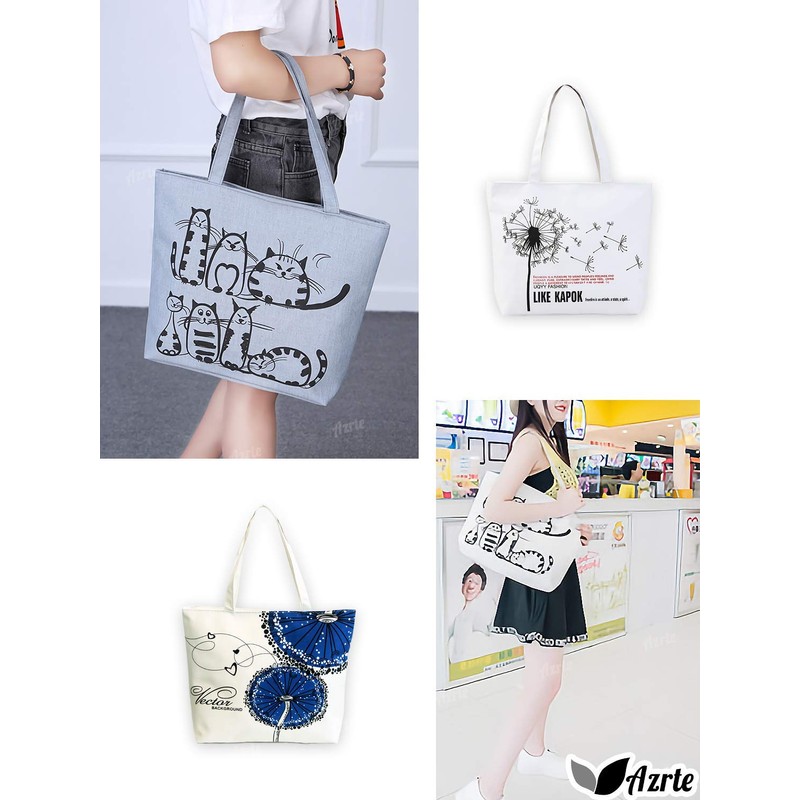 Azulte Canvas Bag, Women's, Fashion, A4, Storage, Work, School, Elementary