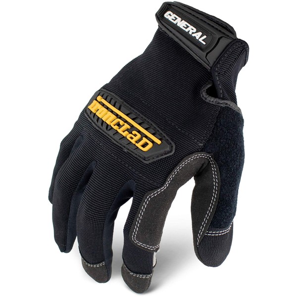 Ironclad General Utility Work Gloves GUG, All-Purpose, Performance Fit, Durable, Machine Washable, (1 Pair), Large - GUG-04-L , Black