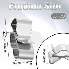 50 Pcs Trailer Wire Clips, Stainless Steel Trailer Wiring Clips 0.88 Inch/22.5 mm Wire Clamps Solar Panel Drainage Clip for Boat Cargo Camper Snowmobile Trailers