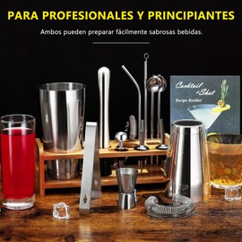 Shaker Cocktail: 13 Piezas Coctelera kit - Juego de Cocteleria para Bar y Cocina, Cocteleras de Cóctel 700 ml, Kit Bartender, Cocktail Set Kit Profesional para Mezclar Bebidas, Hogar, Bar, Fiesta