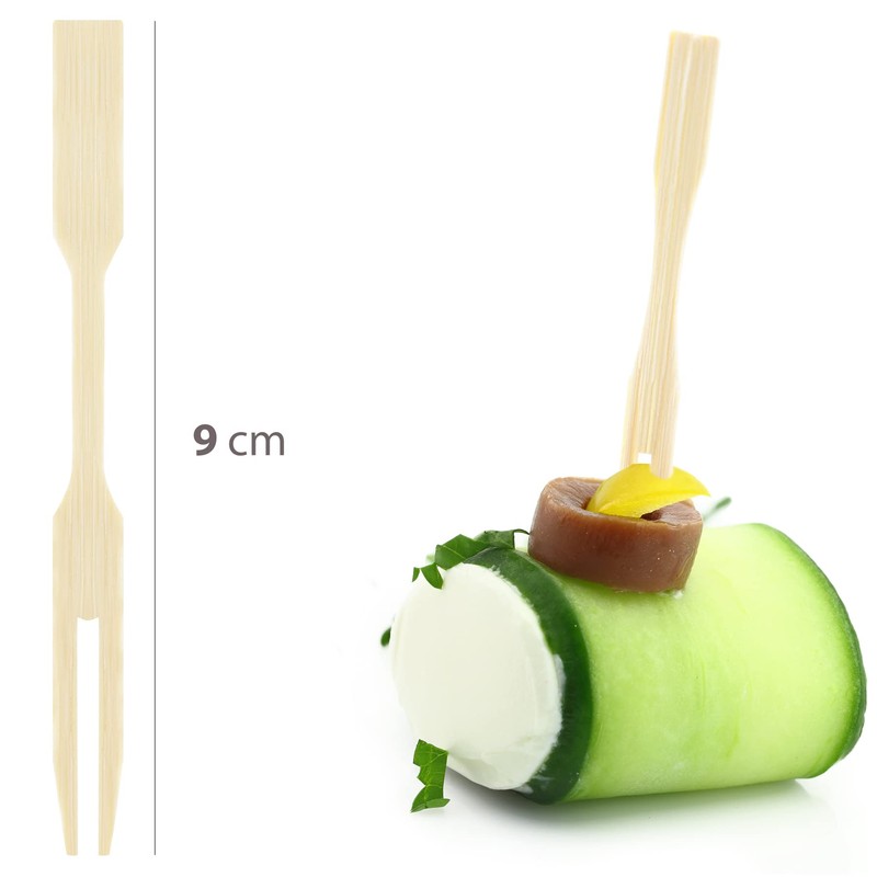 EXNIMA, 50, 100 or 300 Bamboo Forks, Ecological Two Prong