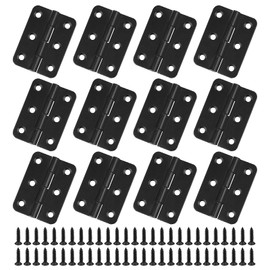 JJWNMLL Hinges 12 pcs - 2 inch Hinges for Wood Black Door Hinges with 74 pcs Hinge Screws for Home Furniture Hardware Cabinet Closet Door Drawer Wood Box