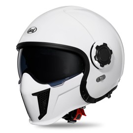 Modular Motorcycle Helmet with Double Visors, DOT Approved Motorcycle Helmets, Full Face Motocross Helmet for Adults Mens, Women Youth White-L