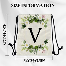 Zewurtuw Initial Letter Drawstring Backpack String Sports Gym Bags Waterproof Sackpack Cute for Men Women Beach (13"×17") (Letter-V)