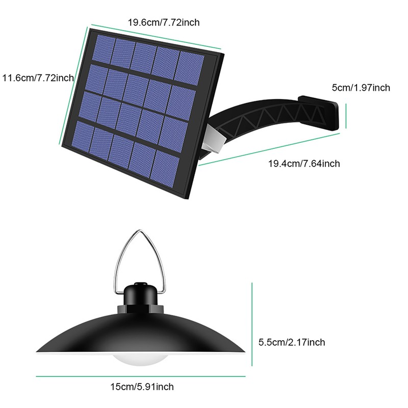 Solar Powered Pendants Light with Adjustable Panel Auto ON/OFF Lighting