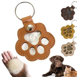 CASADE11 Paw Print Pet Memorial Keychain, Leather Photo Frame Design, Multiple Colors (Light Brown), Dog Paw Print Keyring, Pet Photo Frame Holder, Pet Memory Keepsake, Leather Pet Remembrance Gift