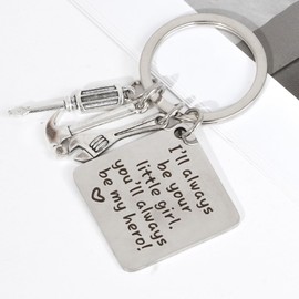 LADES Father’s Day Keychain Gift – Metal Keyring with Tool Charms & Engraved Quote Stainless Steel Pendant Key Holder