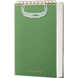 CAGIE Top Spiral Notebook B5 Notebook with Handle 300 Pages 8mm Lined Reporter Notebook with Waterproof Cover for Office School Home, 7 x 10 inches, Green