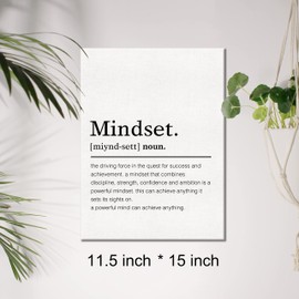 Mindset Definition Canvas Wall Art Motivational Mindset Quote Canvas Print Painting Office Home Wall Decor Framed Gift 12x15 Inch