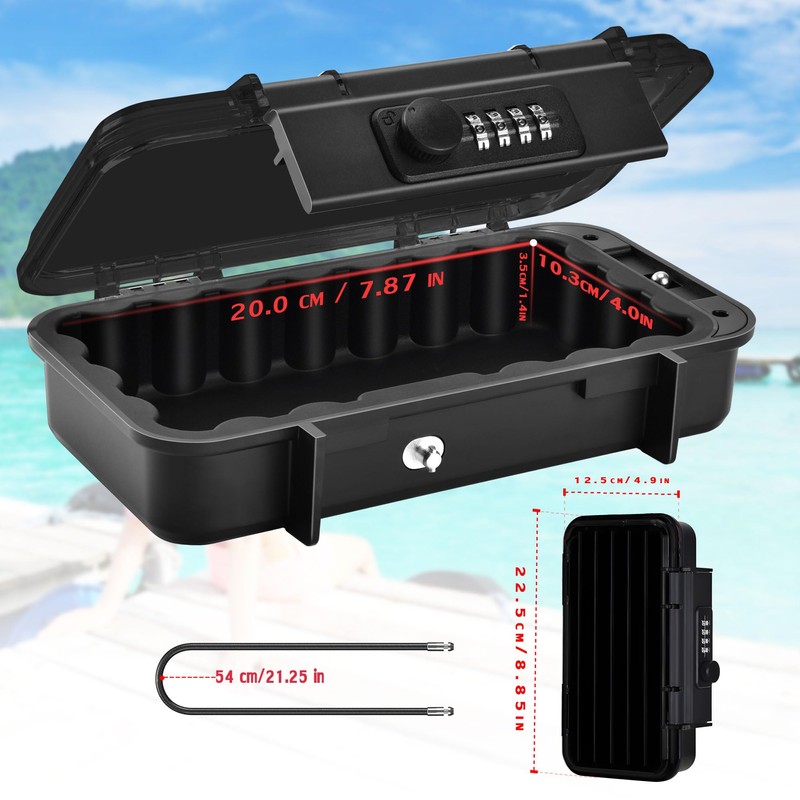 Large Security Lock Box,Outdoor Waterproof Shockproof 4-Digit Combination Key Safe