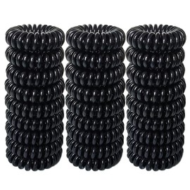 Reazana 27 Pieces Spiral Hair Ties No Crease Coil Hair Ties Phone Cord Hair Ties Waterproof Elastic Hair Bands Traceless Ponytail Holder Coils 1.6inch(4cm) for Women and Girls (Black)