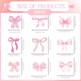 Lilbitty 36 Piece Pink Bow Cupcake Topper Set, Party Decorations for Coquette Themed Birthday, Romantic Wedding and Various Occasions, Pre-Assembled