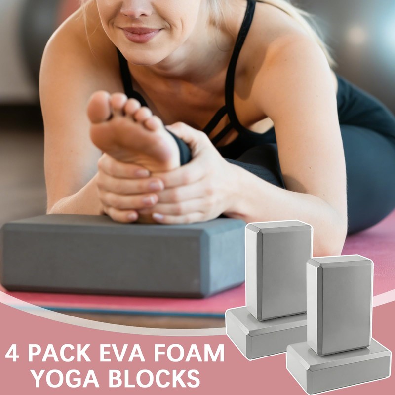 4 Pack Yoga Blocks - Premium EVA Foam Blocks for
