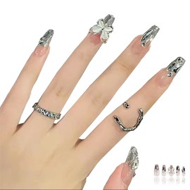 LUYING False Nail Tips, 24 Pieces, 3D Handmade Nail Tips, Cute, Elegant, Coming-of-Age Ceremonies, Popular, Japanese Style, Bride Nail, Glossy, Ballet, Japanese Style, Bride Nail, Shiny, False Nail