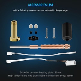 Cocoarm Hi Combo 3D -Drucker Gehärteter Stahldüse Extruder -Hotend Kit mit Keramikheizung für Hochleistungsdruck, Alle Metalldesign für PLA ABS PETG TPU PA Filamente (0,4 mm Düse)