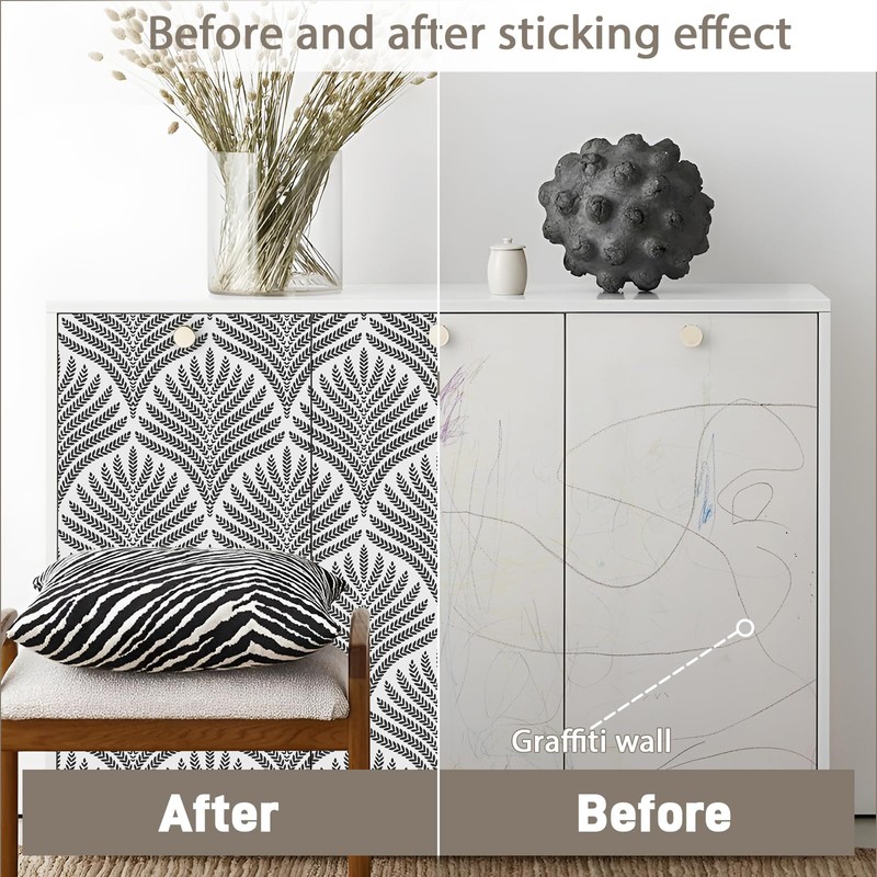 Black and White Wallpaper Peel and Stick Wallpaper Boho Modern