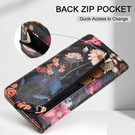 APHISON Womens Wallet RFID Wallet Women Slim Bifold Compact Small Wallet for Women with ID Credit Card Holder Zipper Coin Pocket Wallet